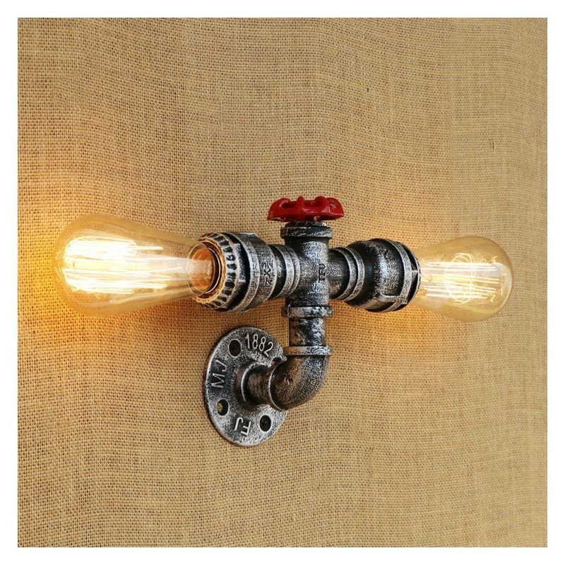 Lámpara de pared industrial vintage con diseño de tubería de agua retro