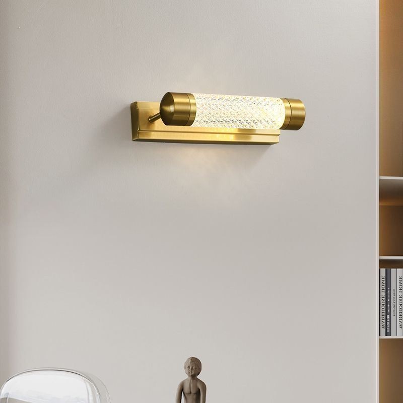 Lámpara de pared de latón acrílico cilindro espejo luz frontal