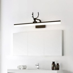 Lámpara de pared acrílica con espejo de asta para baño y maquillaje
