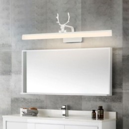 Lámpara de pared acrílica con espejo de asta para baño y maquillaje