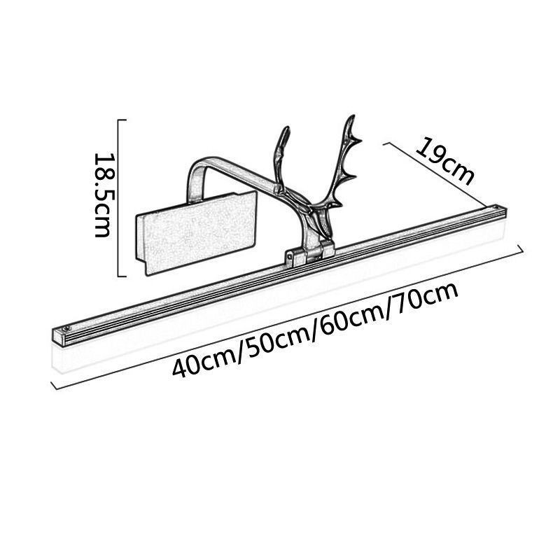 Lámpara de pared acrílica con espejo de asta para baño y maquillaje