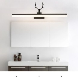 Lámpara de pared acrílica con espejo de asta para baño y maquillaje