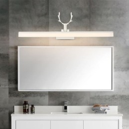 Lámpara de pared acrílica con espejo de asta para baño y maquillaje