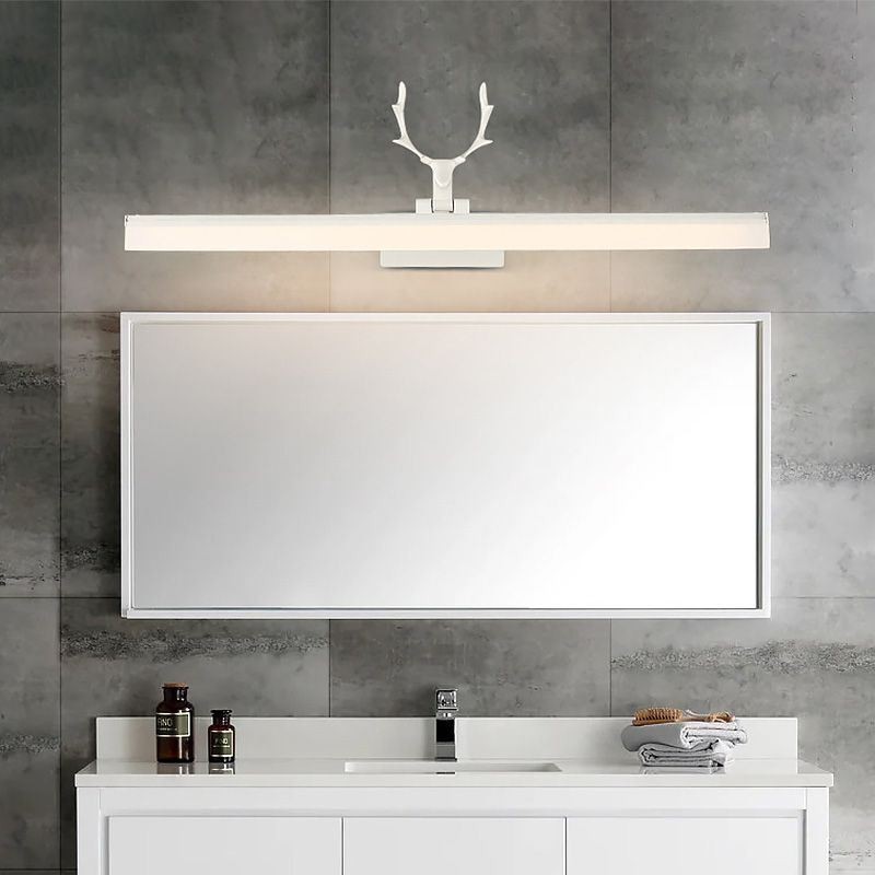 Lámpara de pared acrílica con espejo de asta para baño y maquillaje