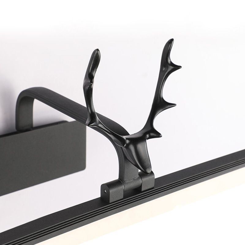 Lámpara de pared acrílica con espejo de asta para baño y maquillaje