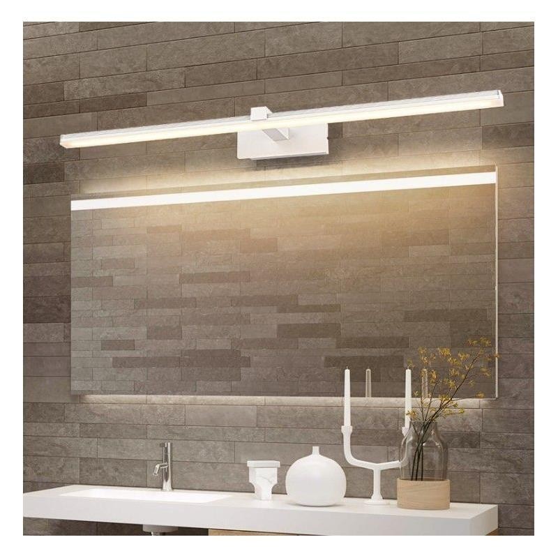 Lámpara de pared contemporánea con espejo y luz frontal, iluminación acrílica para baño.