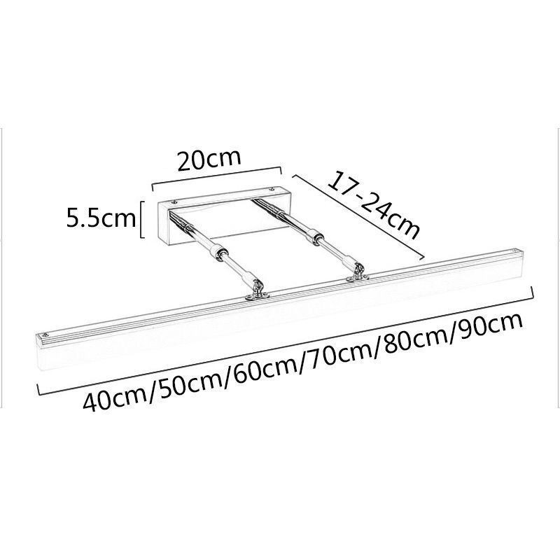 Lámpara de pared extensible de acrílico con luz frontal para espejo, para baño y pasillo