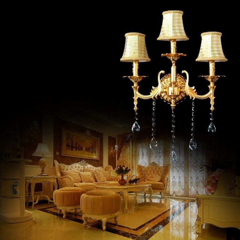 Lámpara de pared europea de lujo, lámpara de cristal con forma de gota, lámpara decorativa para mesita de noche.