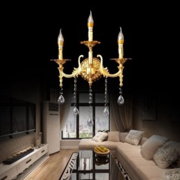 Lámpara de pared europea de lujo, lámpara de cristal con forma de gota, lámpara decorativa para mesita de noche.