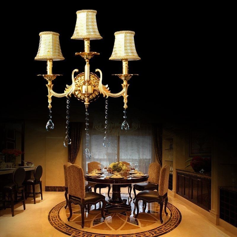 Lámpara de pared europea de lujo, lámpara de cristal con forma de gota, lámpara decorativa para mesita de noche.