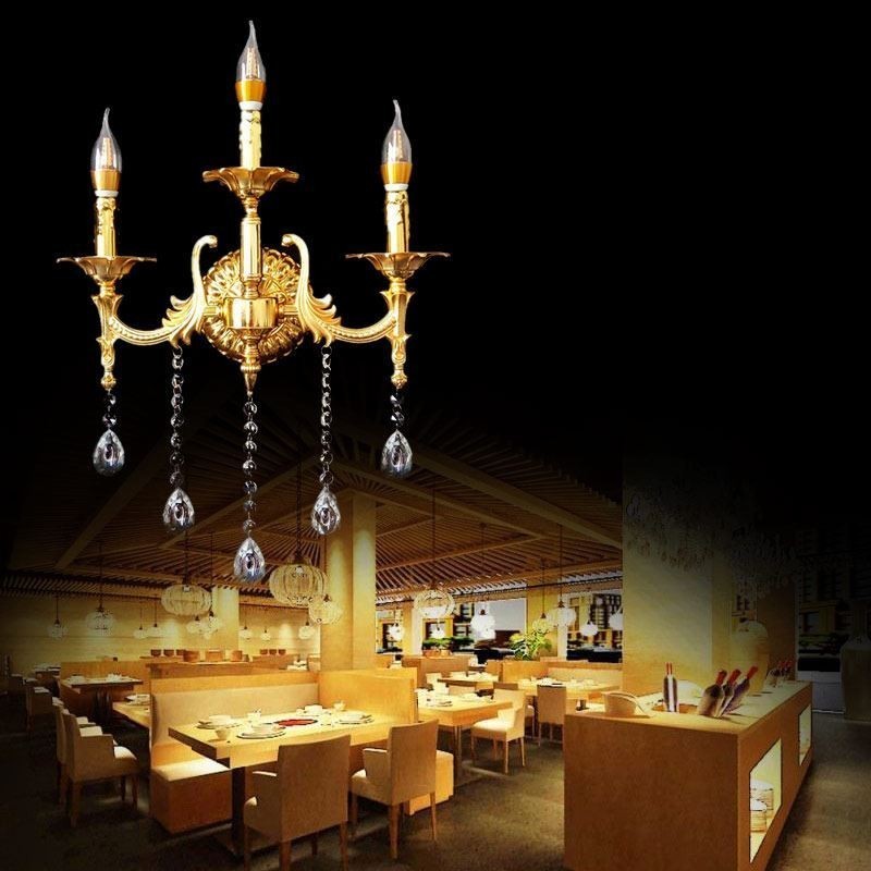 Lámpara de pared europea de lujo, lámpara de cristal con forma de gota, lámpara decorativa para mesita de noche.