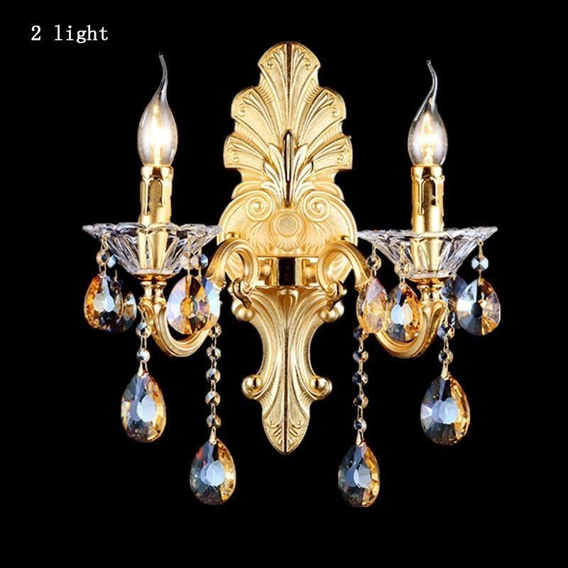 Lámpara de pared europea de lujo, lámpara de cristal con forma de gota, lámpara decorativa para mesita de noche.