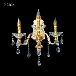 Lámpara de pared europea de lujo, lámpara de cristal con forma de gota, lámpara decorativa para mesita de noche.