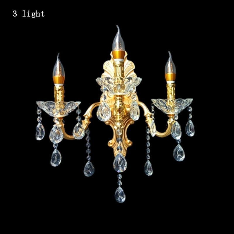 Lámpara de pared europea de lujo, lámpara de cristal con forma de gota, lámpara decorativa para mesita de noche.