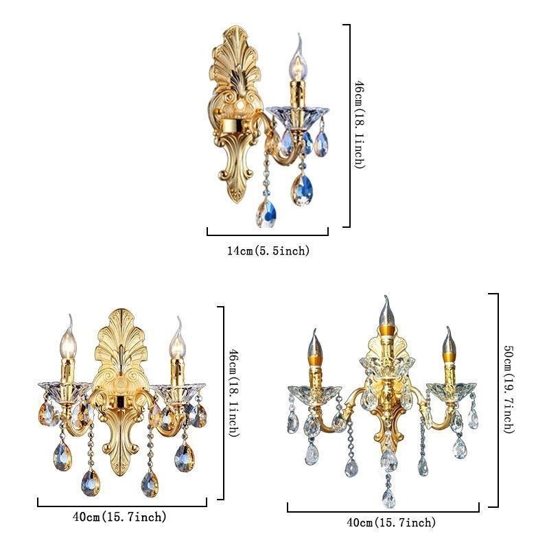 Lámpara de pared europea de lujo, lámpara de cristal con forma de gota, lámpara decorativa para mesita de noche.