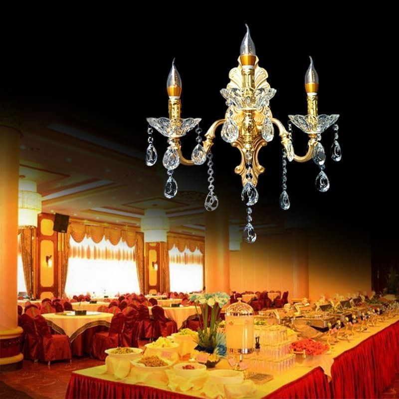 Lámpara de pared europea de lujo, lámpara de cristal con forma de gota, lámpara decorativa para mesita de noche.