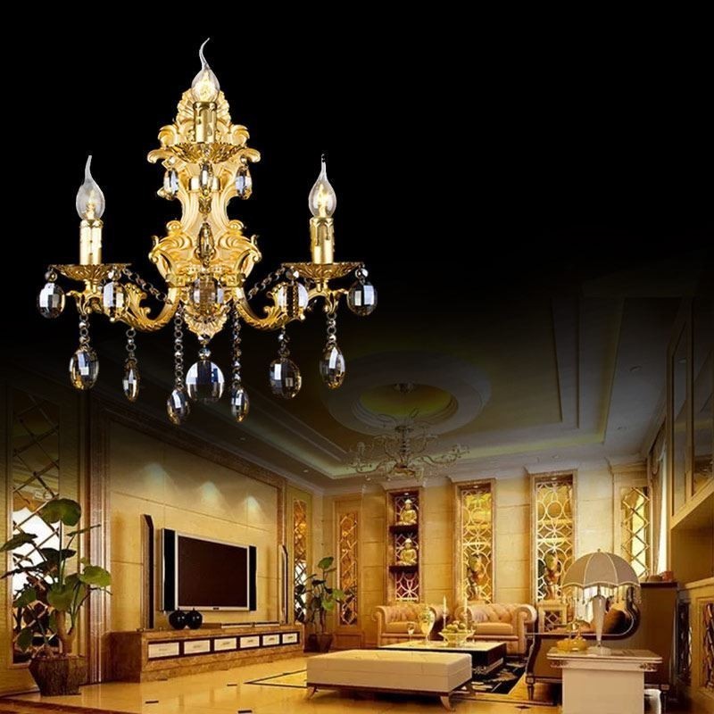 Lámpara de pared de moda europea, aplique de pared de cristal de lujo, iluminación