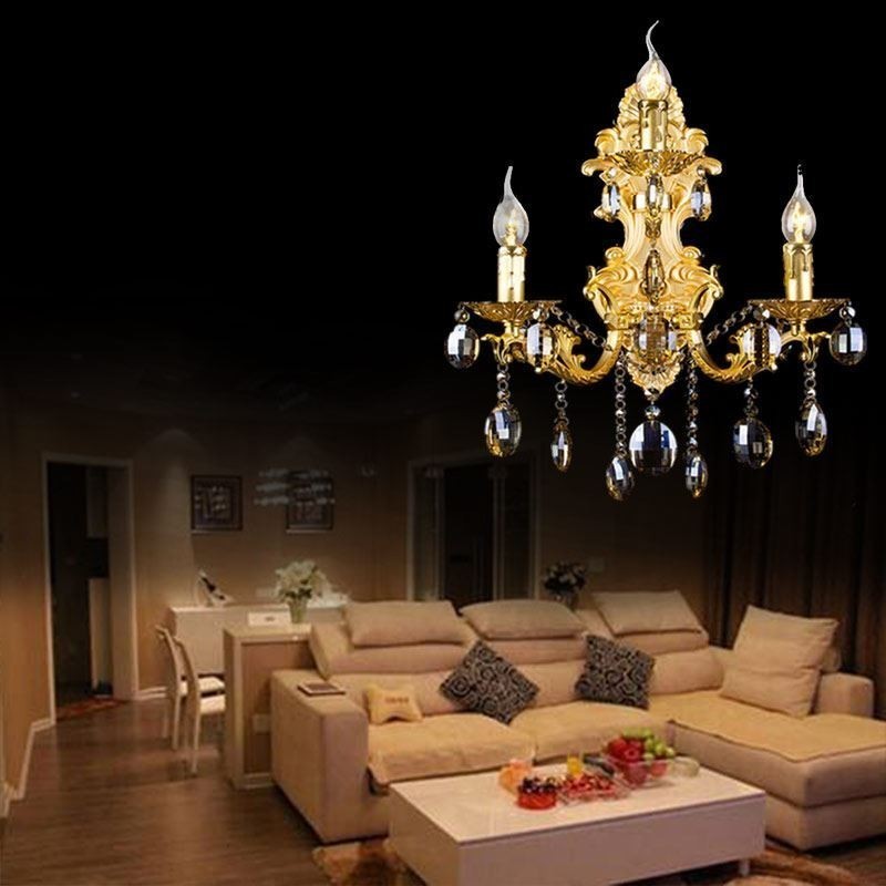 Lámpara de pared de moda europea, aplique de pared de cristal de lujo, iluminación