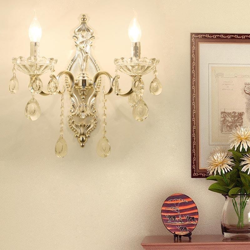 Lámpara de pared europea, aplique de pared de cristal, luz decorativa, aplique de iluminación