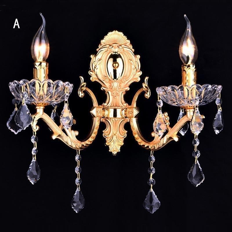 Lámpara de pared europea, aplique de pared de cristal, luz decorativa, aplique de iluminación