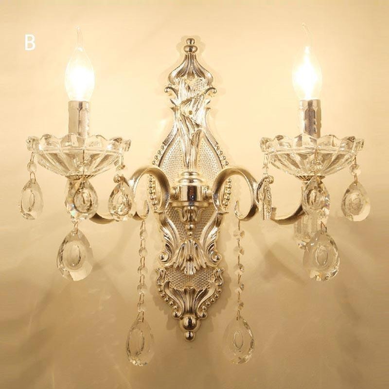 Lámpara de pared europea, aplique de pared de cristal, luz decorativa, aplique de iluminación