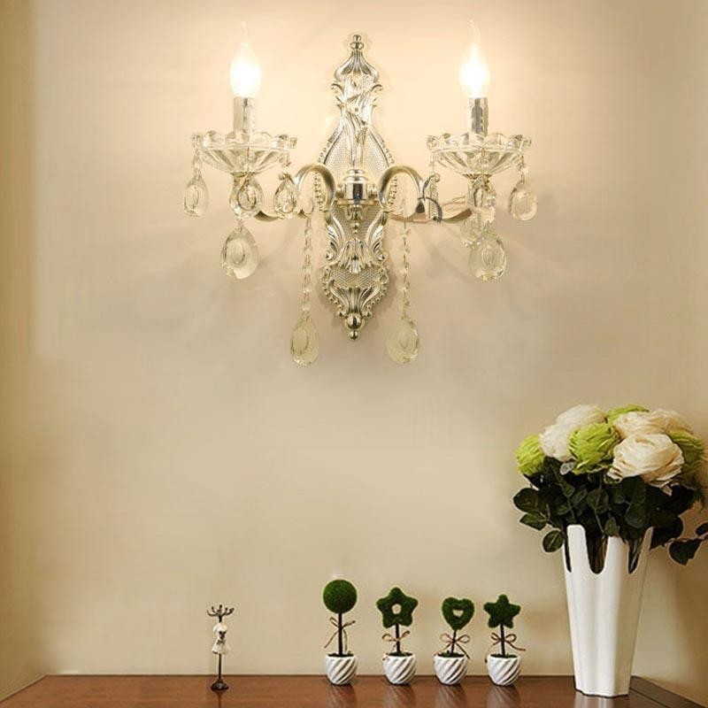 Lámpara de pared europea, aplique de pared de cristal, luz decorativa, aplique de iluminación
