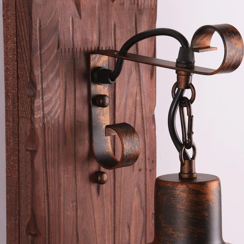 Aplique de pared vintage americano, estilo industrial, estilo loft, de madera maciza y vidrio.