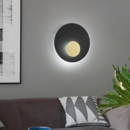 Aplique de pared nórdico redondo de cobre y oro negro