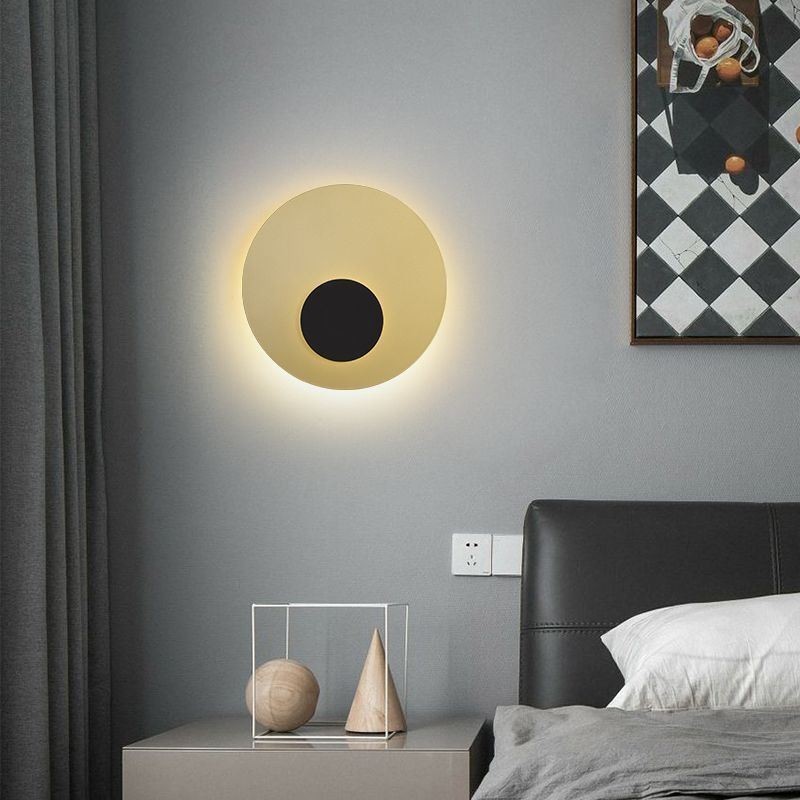 Aplique de pared nórdico redondo de cobre y oro negro