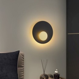 Aplique de pared nórdico redondo de cobre y oro negro