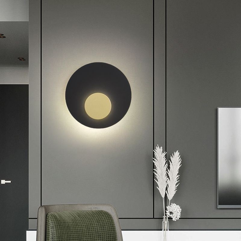 Aplique de pared nórdico redondo de cobre y oro negro