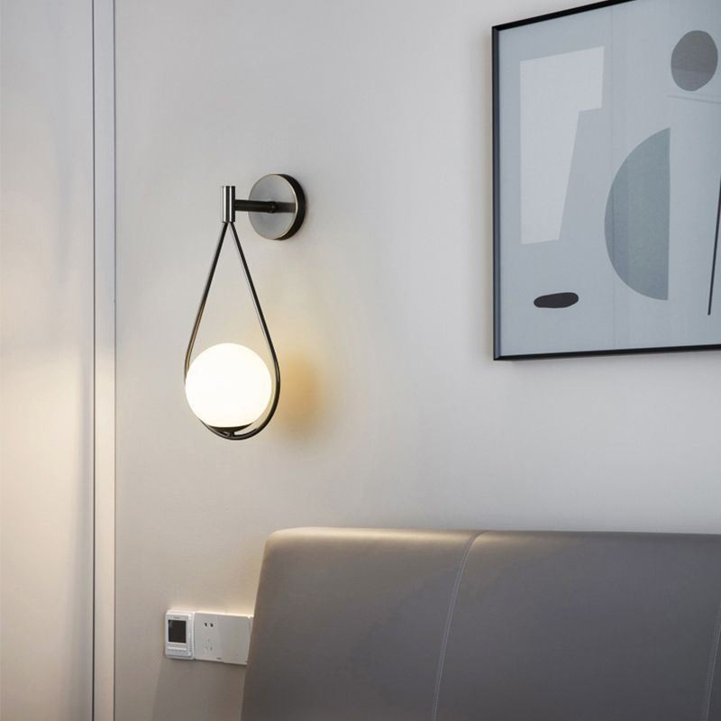 Aplique de pared moderno con forma de globo, de cristal, con forma de gota de agua negra