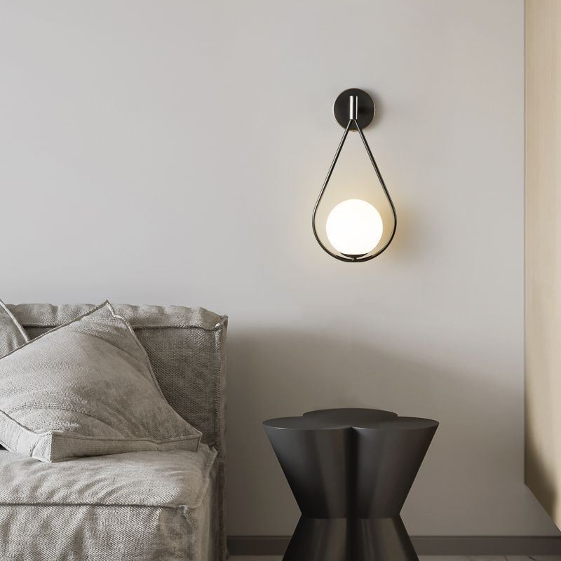 Aplique de pared moderno con forma de globo, de cristal, con forma de gota de agua negra