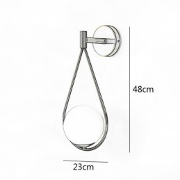 Aplique de pared moderno con forma de globo, de cristal, con forma de gota de agua negra