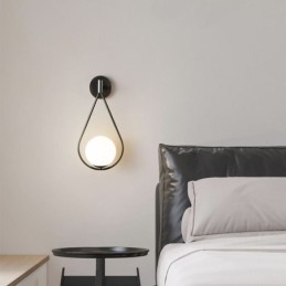 Aplique de pared moderno con forma de globo, de cristal, con forma de gota de agua negra