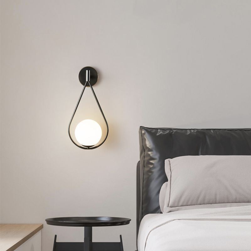 Aplique de pared moderno con forma de globo, de cristal, con forma de gota de agua negra