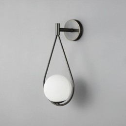 Aplique de pared moderno con forma de globo, de cristal, con forma de gota de agua negra