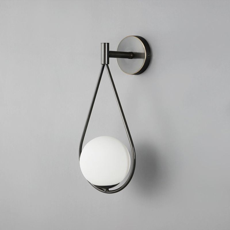 Aplique de pared moderno con forma de globo, de cristal, con forma de gota de agua negra