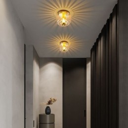 Iluminación de pared moderna con pantalla de vidrio transparente, aplique de pared cepillado.