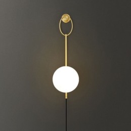 Aplique de pared moderno con forma de globo y cristal dorado cepillado