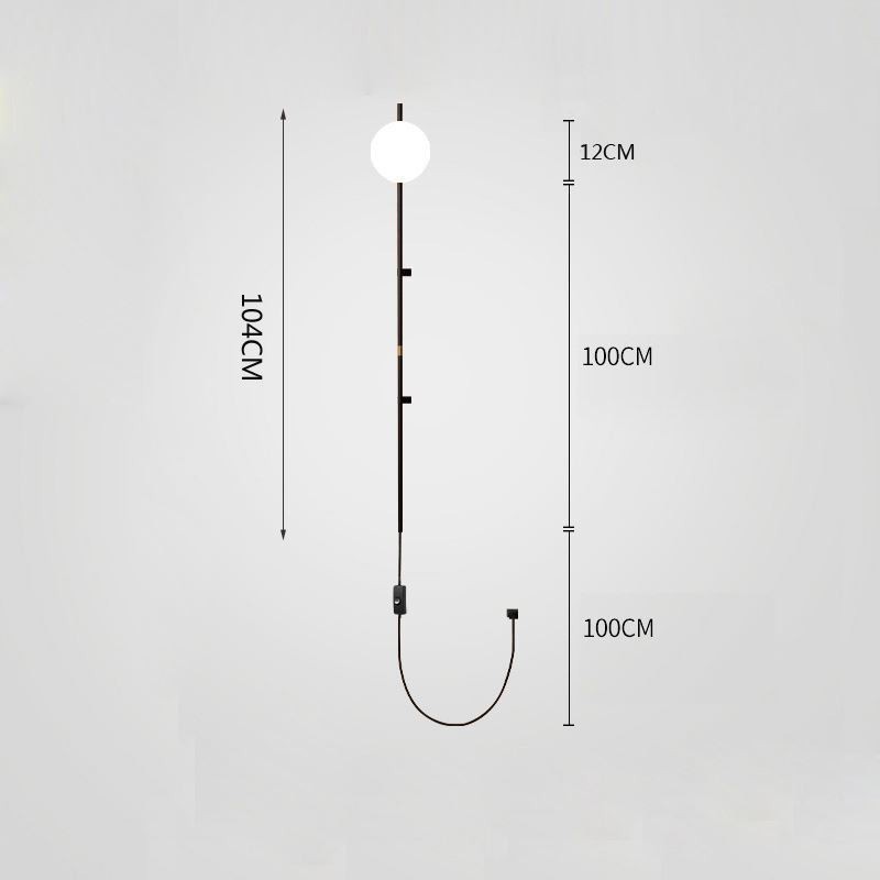 Lámpara de pared con forma de globo, estilo mediados de siglo, con enchufe