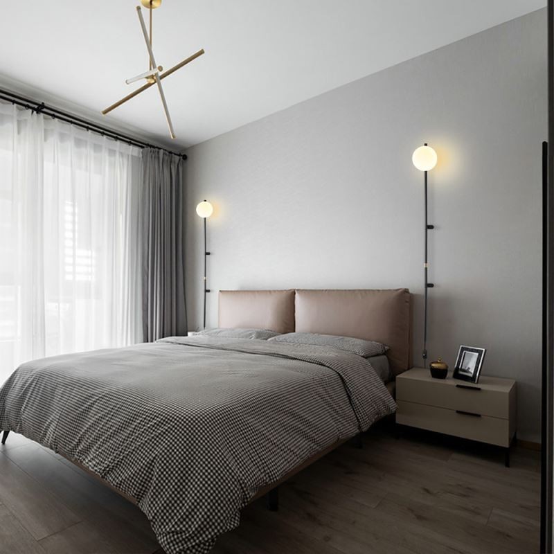 Lámpara de pared con forma de globo, estilo mediados de siglo, con enchufe