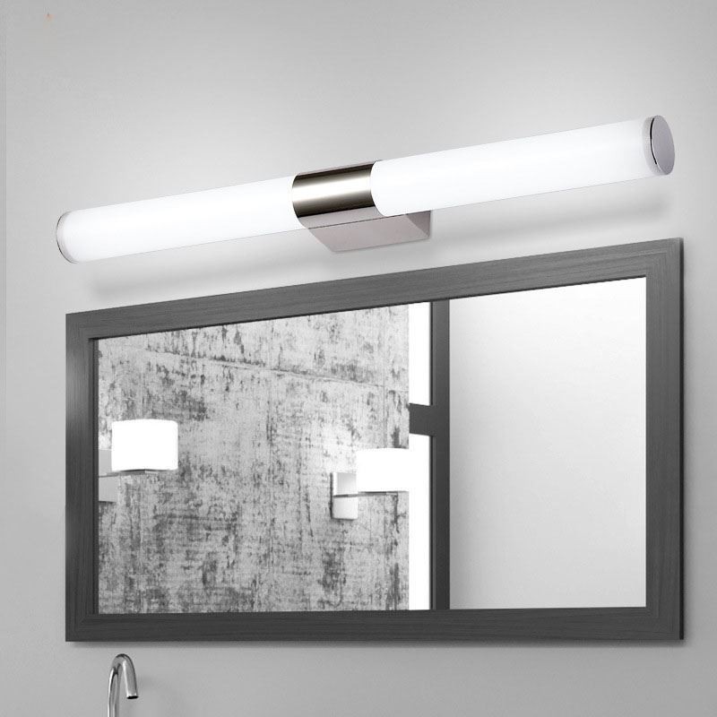 Lámpara de espejo de acero inoxidable, moderna lámpara de pared para baño, aplique de pared