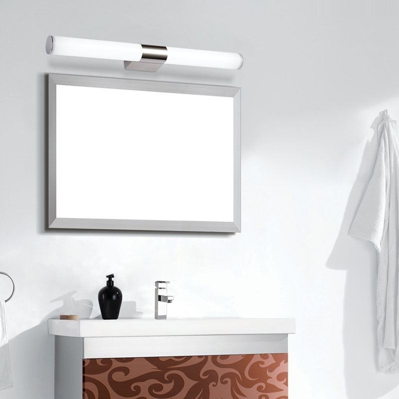 Lámpara de espejo de acero inoxidable, moderna lámpara de pared para baño, aplique de pared