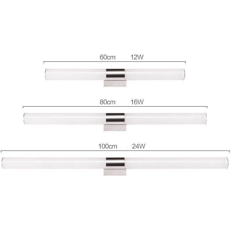 Lámpara de espejo de acero inoxidable, moderna lámpara de pared para baño, aplique de pared