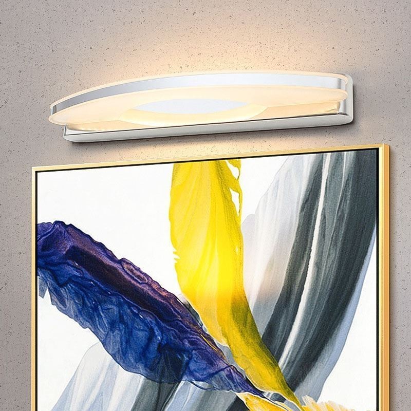 Aplique de pared con espejo moderno para baño, acero inoxidable