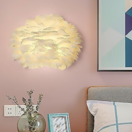 Lámpara de pared con plumas creativas, lámpara decorativa Lámpara de pared con plumas creativas, lámpara decorativa