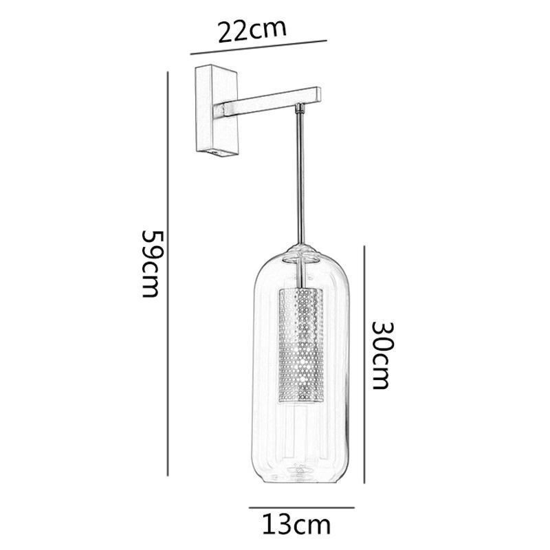 Lámpara de pared de latón nórdico con pantalla de cristal cilíndrica hueca interior