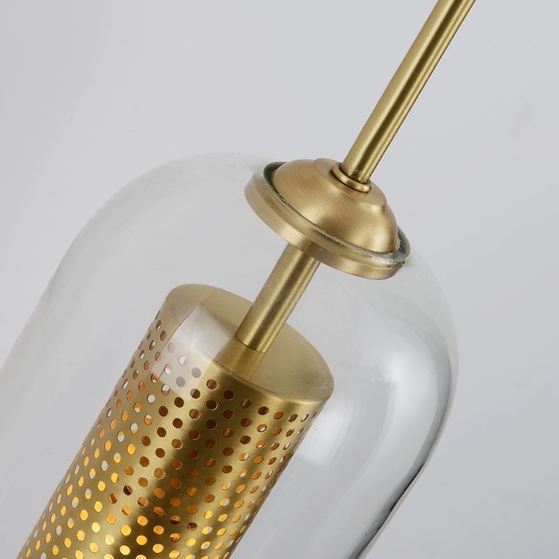 Lámpara de pared de latón nórdico con pantalla de cristal cilíndrica hueca interior