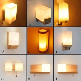 Lámpara de pared nórdica de madera con pantalla de cristal